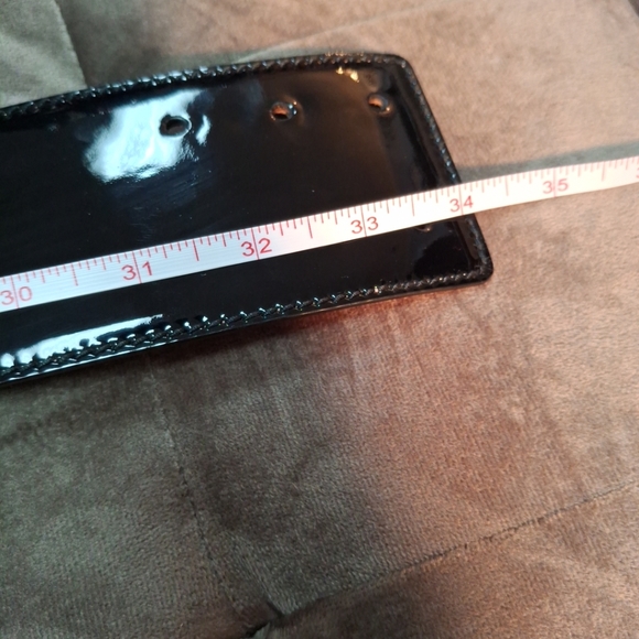 Alexander McQueen black patent leather belt silver hardware Italian size 38 - Picture 9 of 10